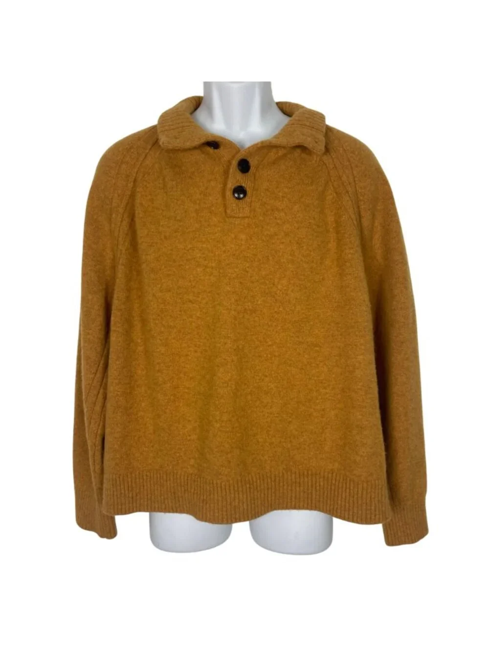 Banana Republic Wool Blend Pullover Henley Sweater Mens XL Mustard Yellow Soft